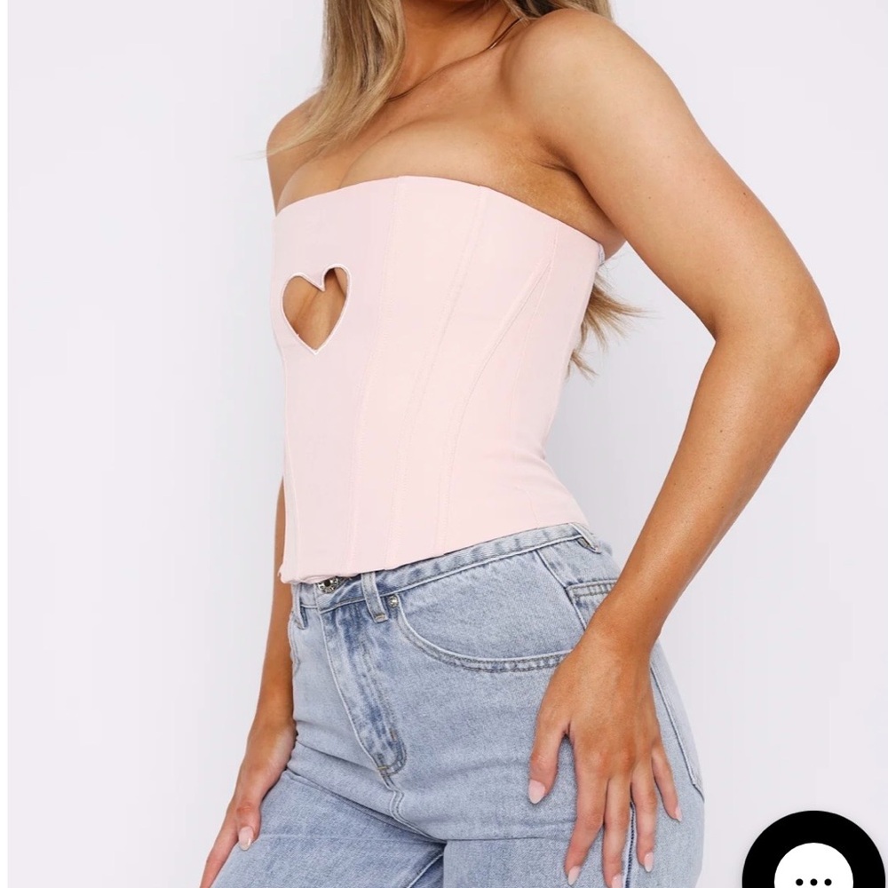 White Fox Heart Cutout Strapless Corset Top - Picture 2 of 5